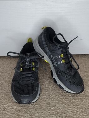Asics Women's Charcoal Gray Athletic Shoes with Yellow Highlights